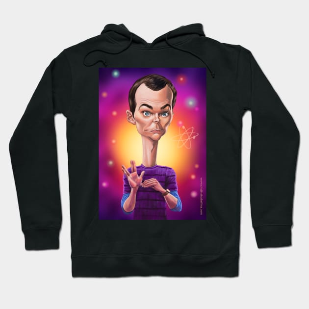 xheldon caricature Hoodie by cristinatorbellina